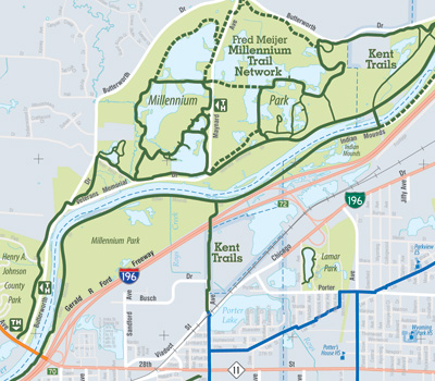 Bike Grand Rapids Map, 2011-2012, front detail