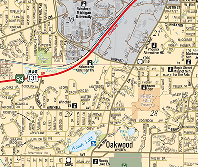Kalamazoo County Official Road Map 2016, reverse detail