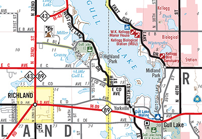 Kalamazoo County Official Road Map 2016, front close-up